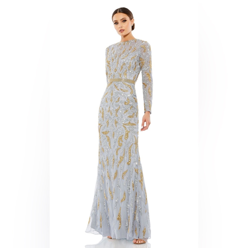 Mac Duggal Embellished Long Sleeve Evening Gown